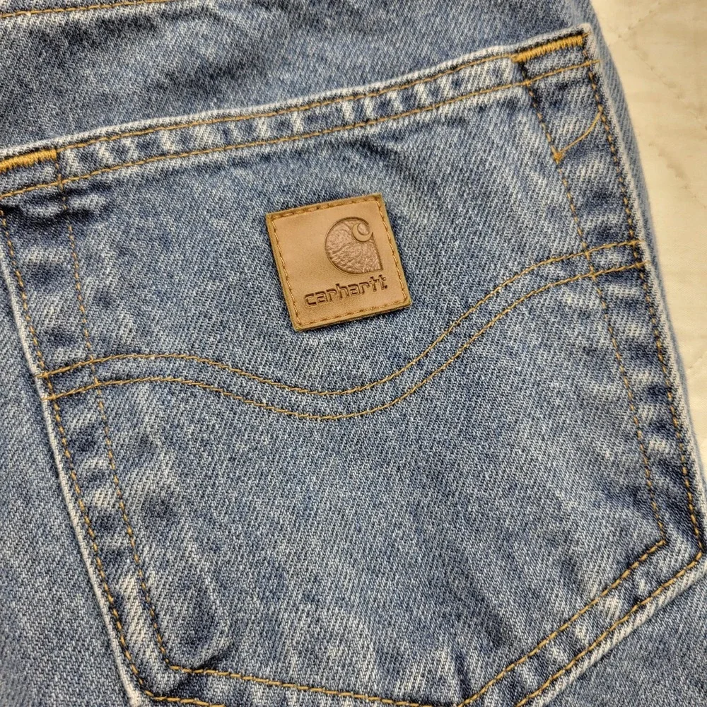 Carhartt pleated blue jeans size 35X30